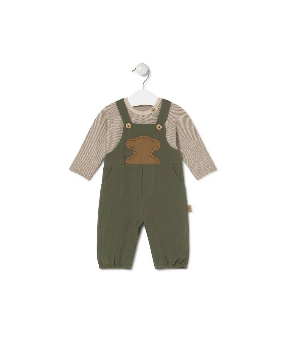 

Детский комплект полосатая футболка и комбинезон Tous, темно-зеленый