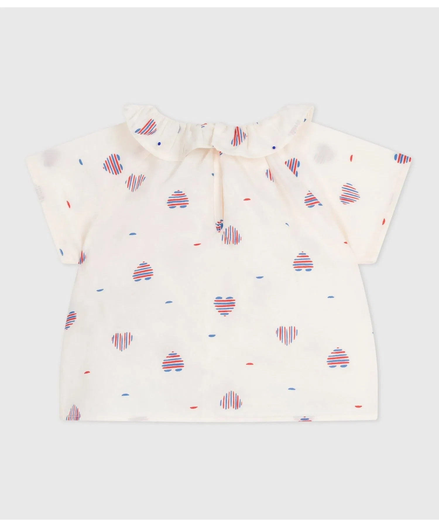 Детская футболка с триколорным сердечным принтом PETIT BATEAU белая — фото 2