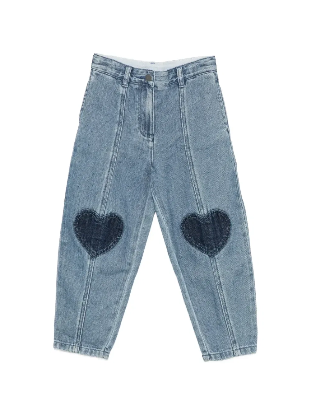 Джинсы с сердечками-нашивками и швами Stella McCartney Kids, синий