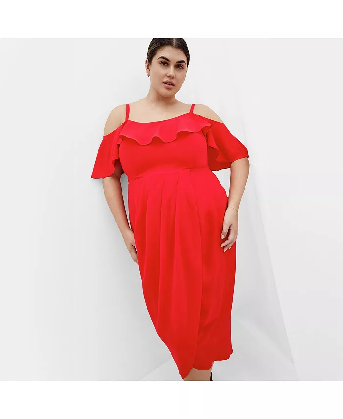 

Платье миди с драпировкой Plus Size Flirtation CITY CHIC, красный
