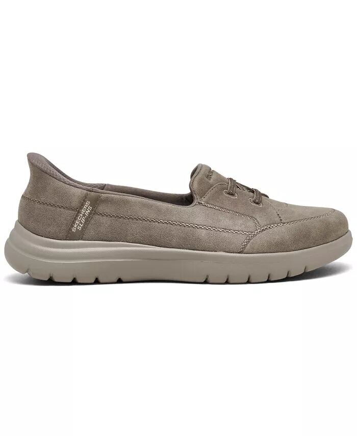 Женские кроссовки: удобные кроссовки из кожи Flex для ходьбы от Finish Line Skechers, коричневый/бежевый — фото 4
