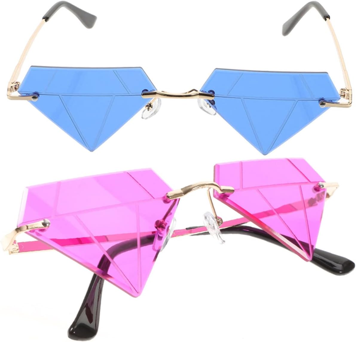 

LIFKOME 2 шт. Солнцезащитные очки без оправы для вечеринок, для женщин и мужчин. Уникальные стильные очки для фестивалей и мероприятий. Легкий дизайн с бриллиантовыми вставками и линзами глубокого фиолетового цвета, Assorted Color