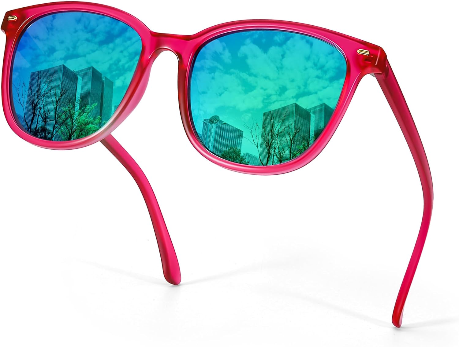 

Солнцезащитные очки SIPHEW с зеркальными поляризованными линзами для женщин - дизайнерские квадратные пляжные очки большого размера с защитой от УФ-излучения UV400, A15-hot Pink Frame Green Mirror Lens