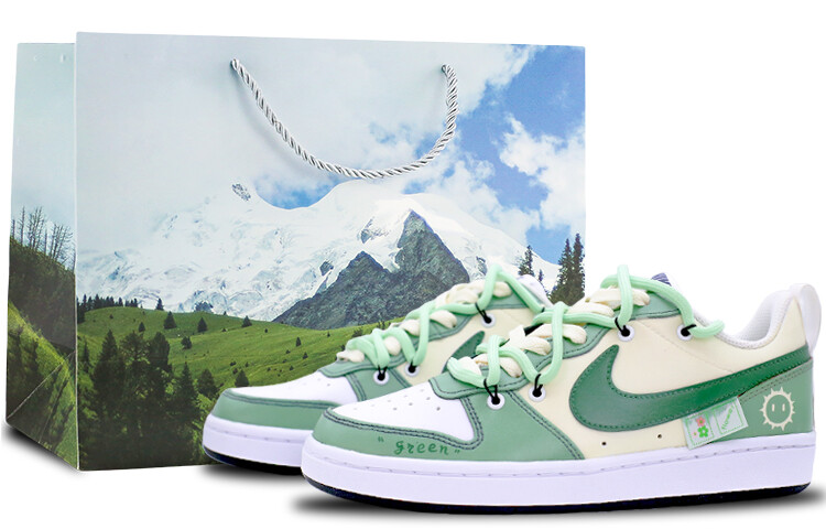 

Кроссовки Nike Court Borough Skateboard Shoes Women's Low-Top White, Зеленый, Кроссовки Nike Court Borough Skateboard Shoes Women's Low-Top White