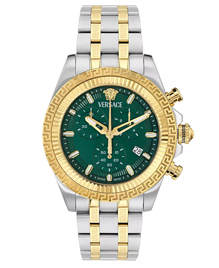 

Мужские швейцарские хронограф Fornax с двухцветным браслетом 43 мм Versace