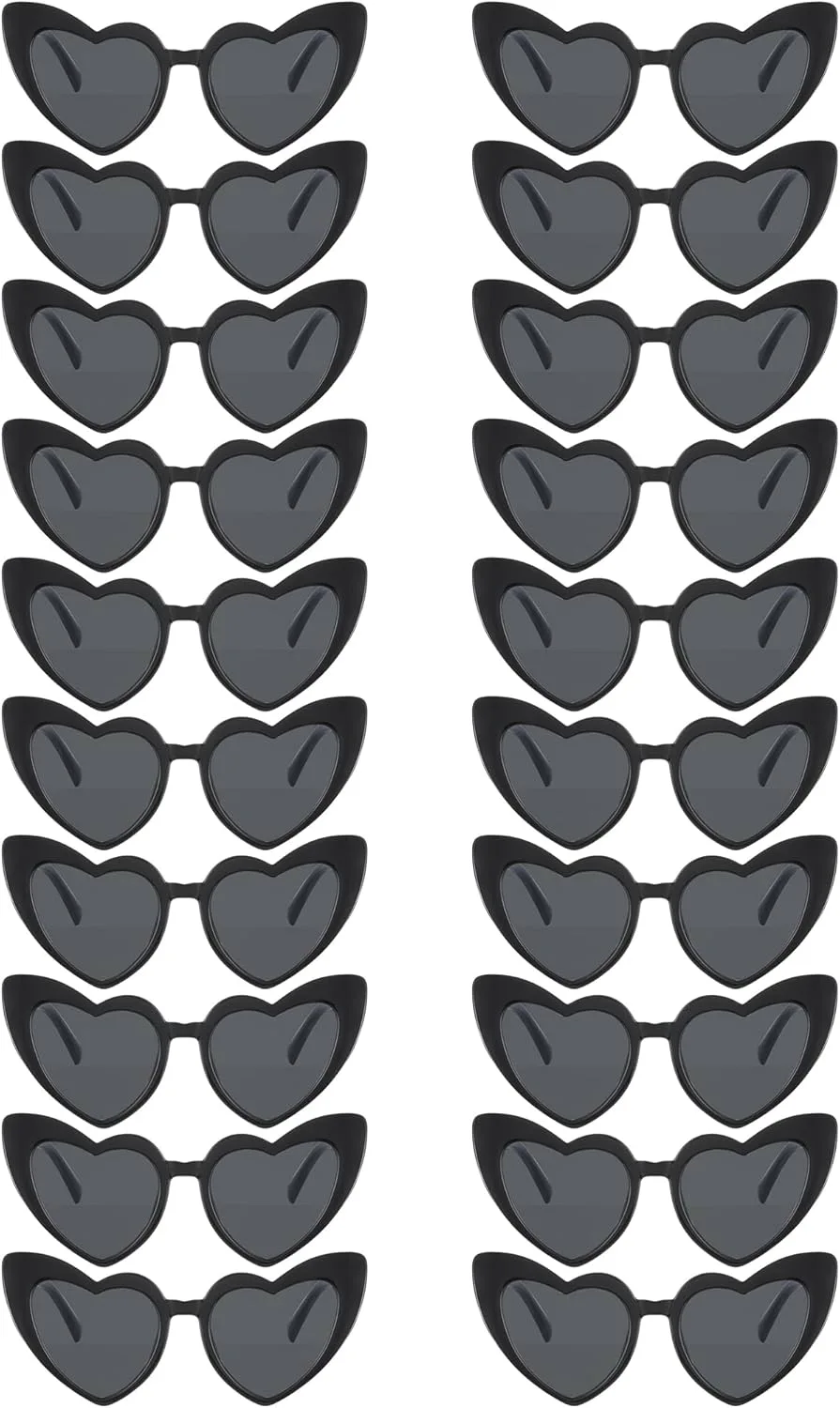 

Солнцезащитные очки Flutesan в стиле ретро с сердечками, 20 пар - винтажные очки «кошачий глаз» для женщин, для девичника и невесты (оптовая продажа), Black