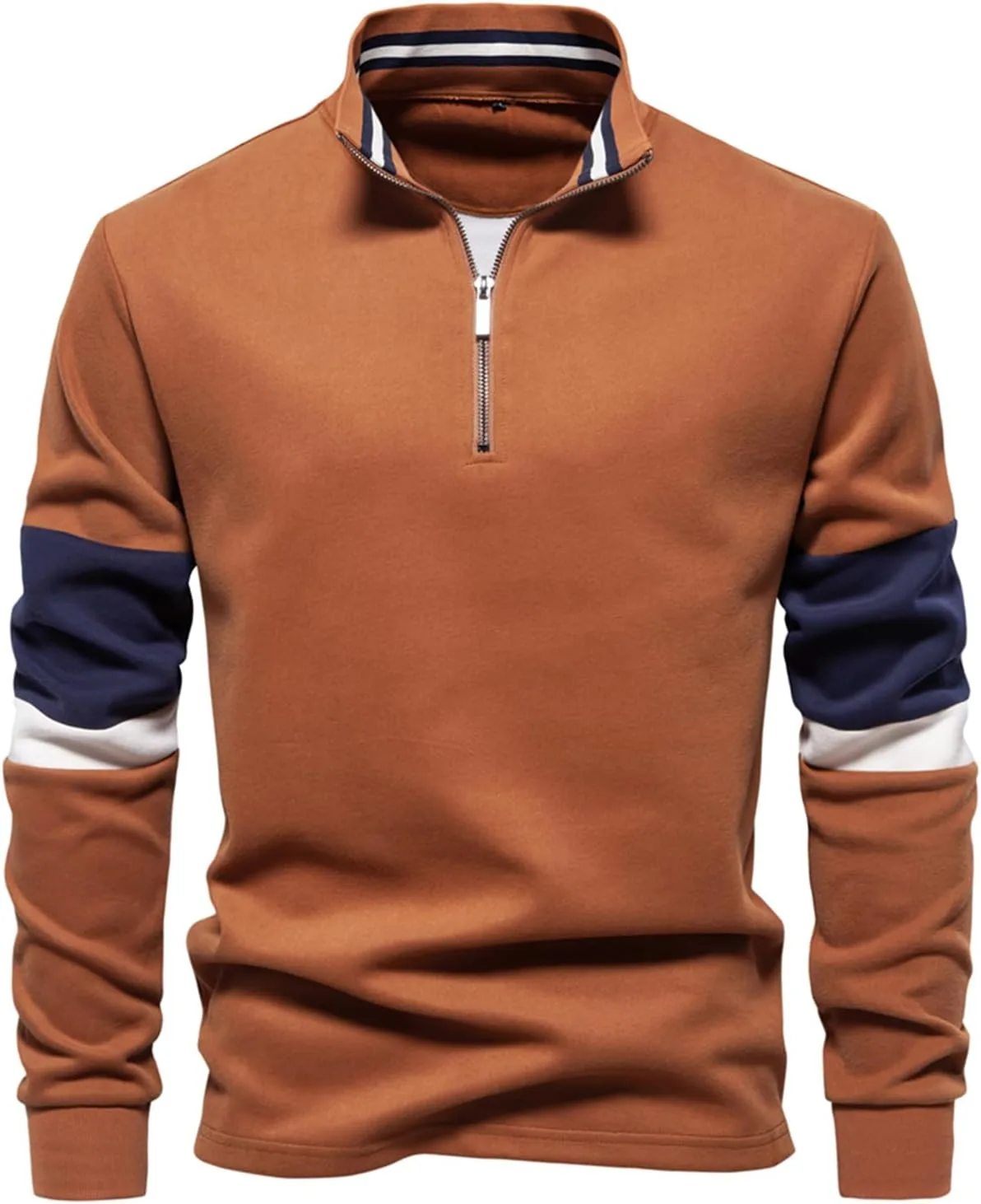 

Мужская толстовка Yuemengxuan с молнией на четверть, поло и цветными блоками