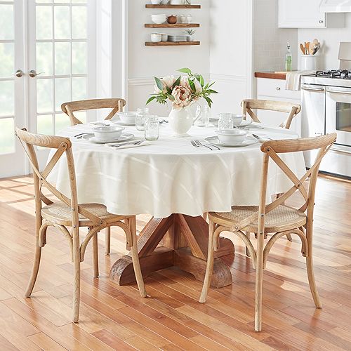 

Круглая жаккардовая скатерть в клетку Elrene Elegance, 90 x 90 дюймов Elrene Home Fashions, цвет Tan/Beige