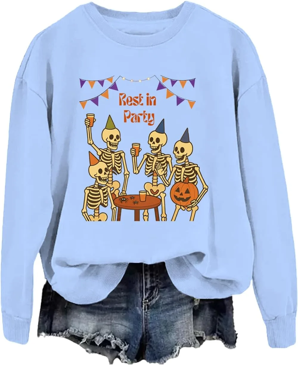 

Толстовка Halloween Rest In Party с принтом скелета