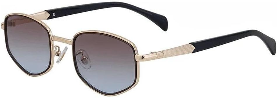 

Солнцезащитные очки LVTFCO прямоугольной формы с металлическим каркасом, маленькая оправа, мужские, роскошные, модные, многоугольные, с защитой от УФ-излучения UV400, C7brownblue