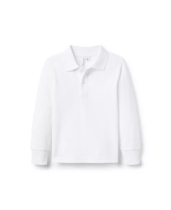 

Поло с длинным рукавом из пике для мальчиков - для малышей, детей постарше. Janie And Jack, белый