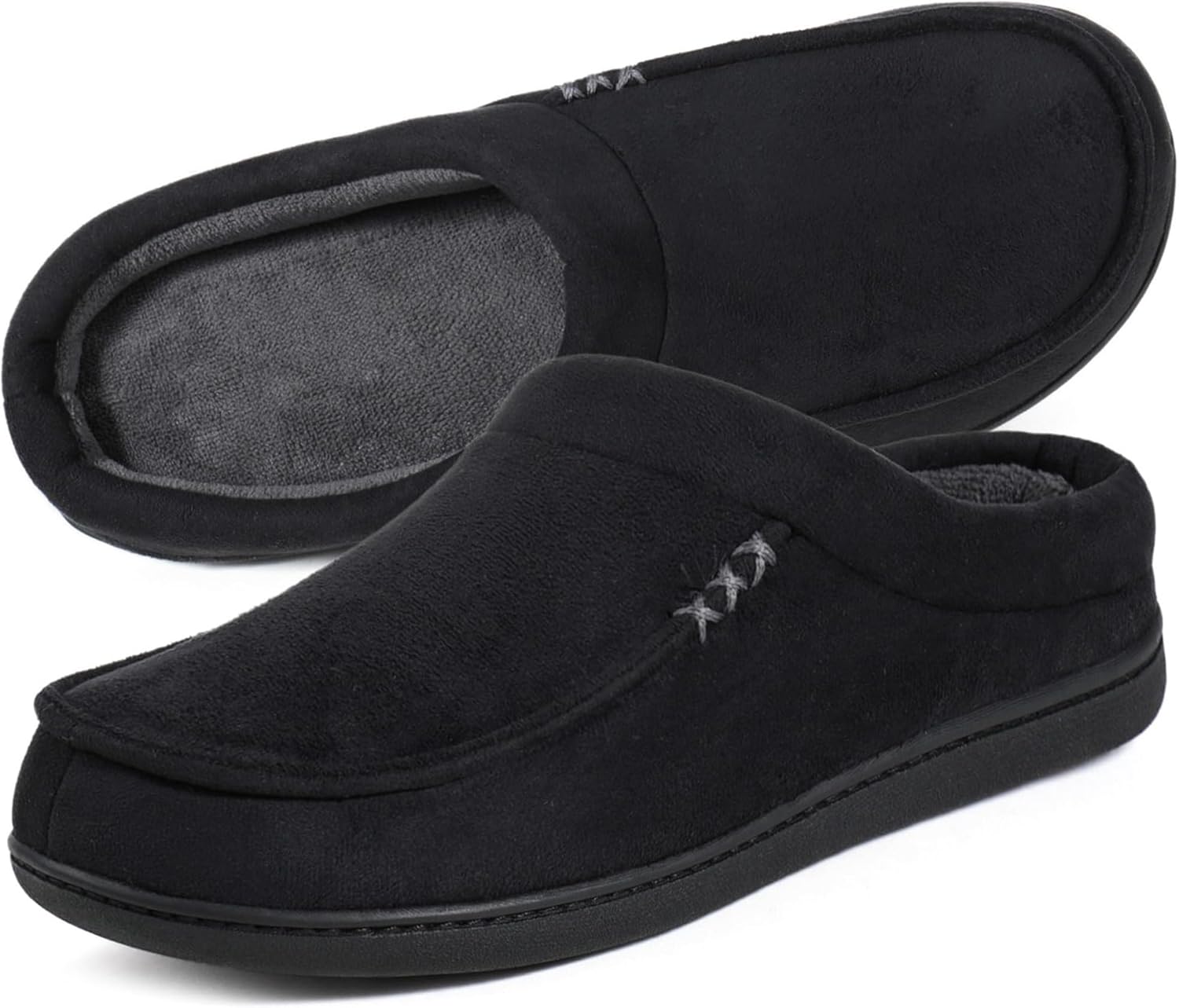 

Мужские теплые пушистые мокасины-сабо ULTRAIDEAS, удобные зимние домашние тапочки для дома и улицы, черный