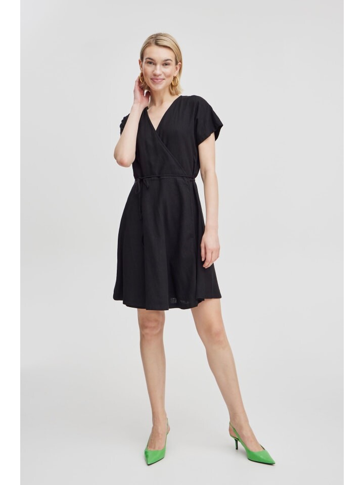 

Короткое платье b.young Blusenkleid BYFALAKKA WRAP DRESS - 20814558 Dress aus Leinenmix, цвет black denim