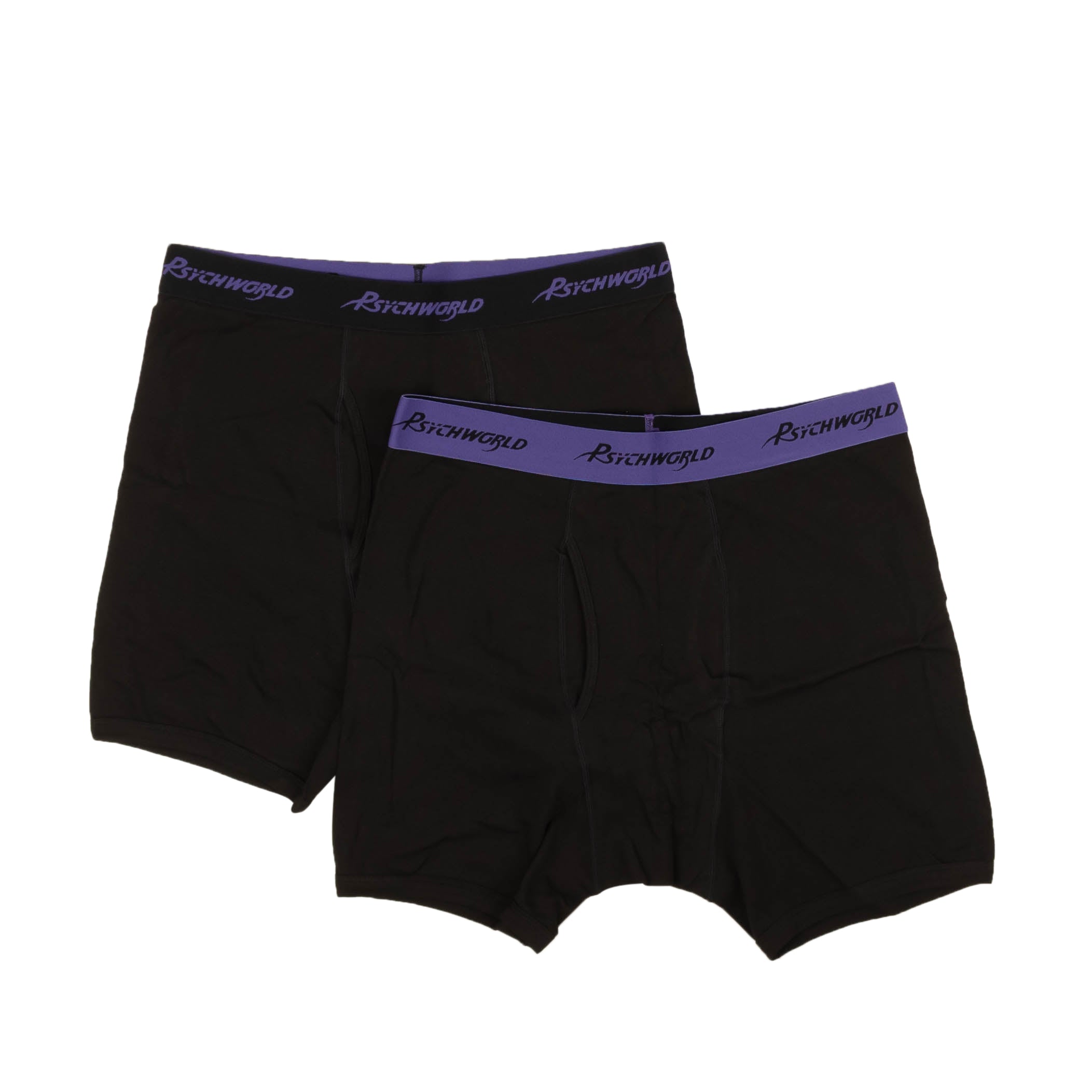 

95-PSY-1034/XS Boxer_Shorts_Black/Purple Черные/фиолетовые шорты-боксеры с логотипом PSYCHWORLD, 2 шт. в упаковке