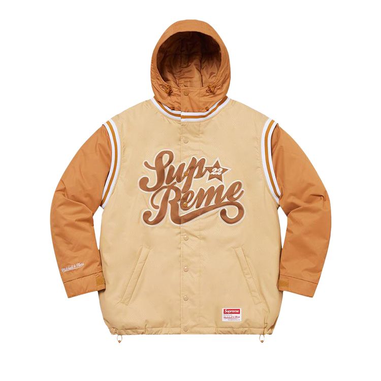 

Куртка Supreme x Mitchell & Ness Quilted Sports Jacket 'Tan', желто-коричневый