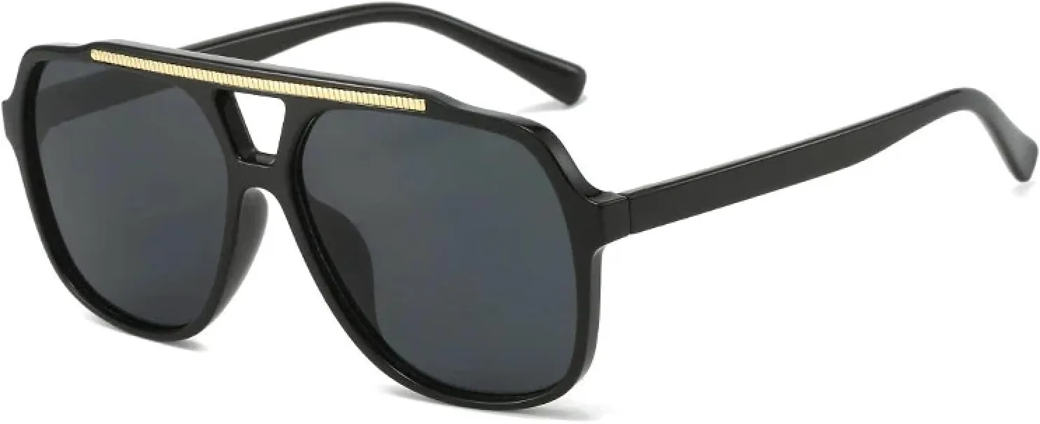 

Женские солнцезащитные очки с двойной перемычкой, модные очки с прозрачными линзами с градиентом Ocean, солнцезащитные очки UV400 для мужчин TVTBBVV, Black Gray