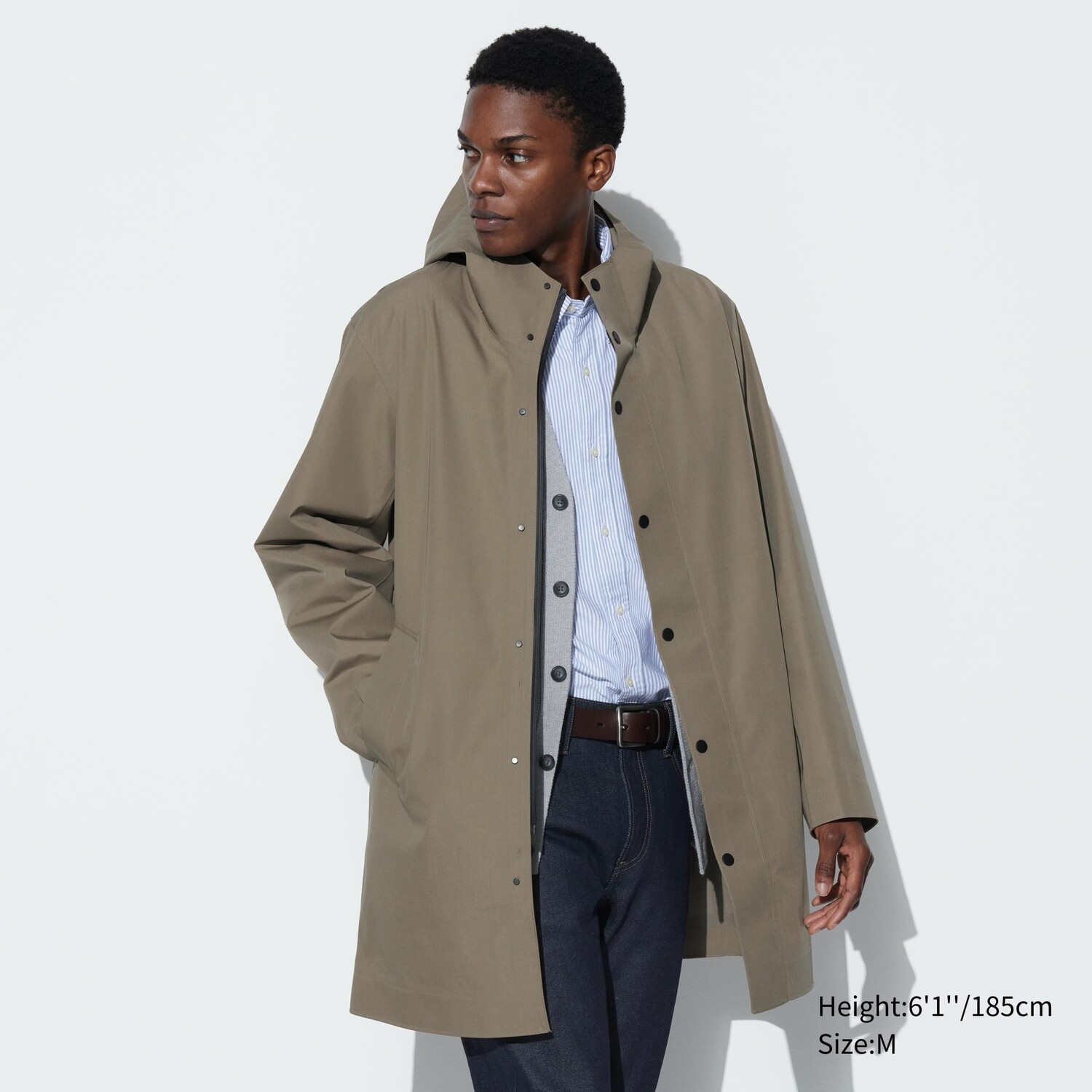 

Пальто UNIQLO blocktech с капюшоном, бежевый