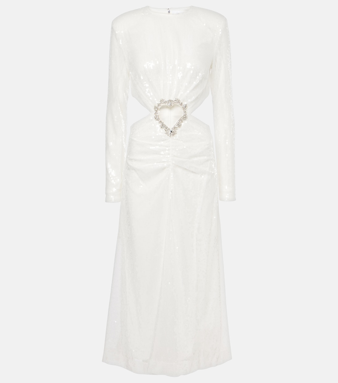 

Свадебное платье миди с вырезом, расшитое пайетками Rotate, Blanc De Blanc