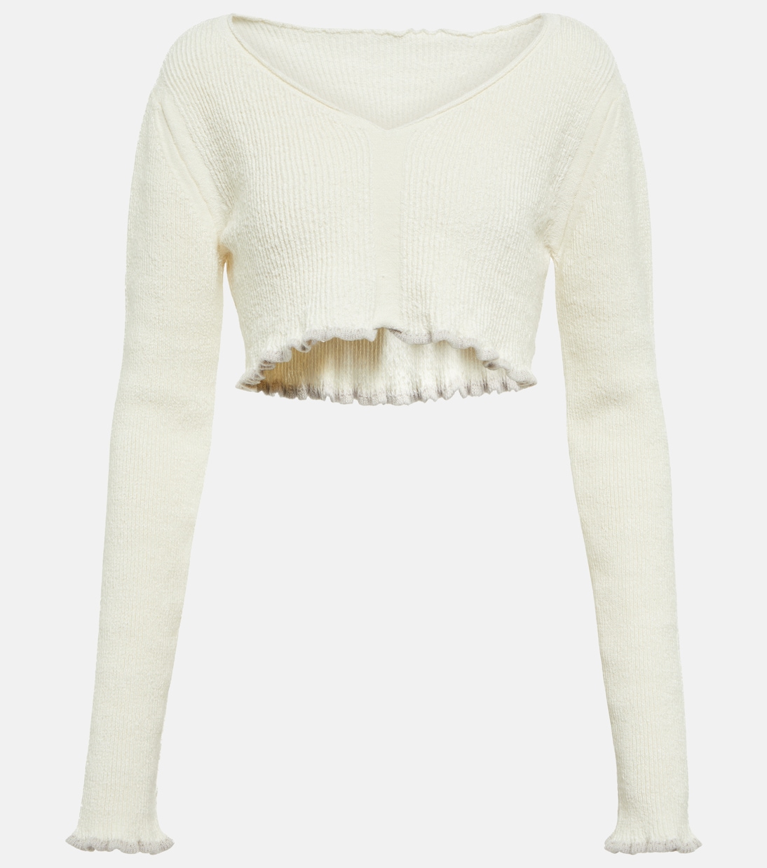 

Укороченный топ La Maille Santon из смесового льна Jacquemus, Off-White