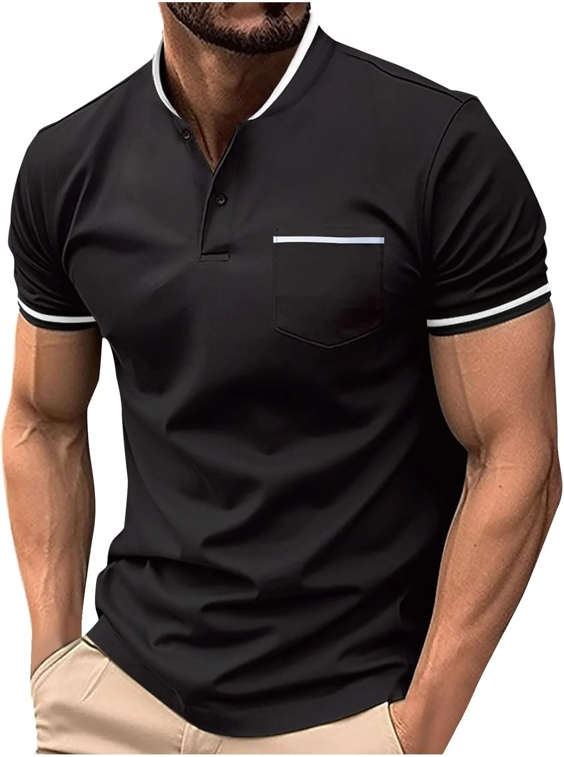 

Футболка-поло мужская с коротким рукавом и карманом