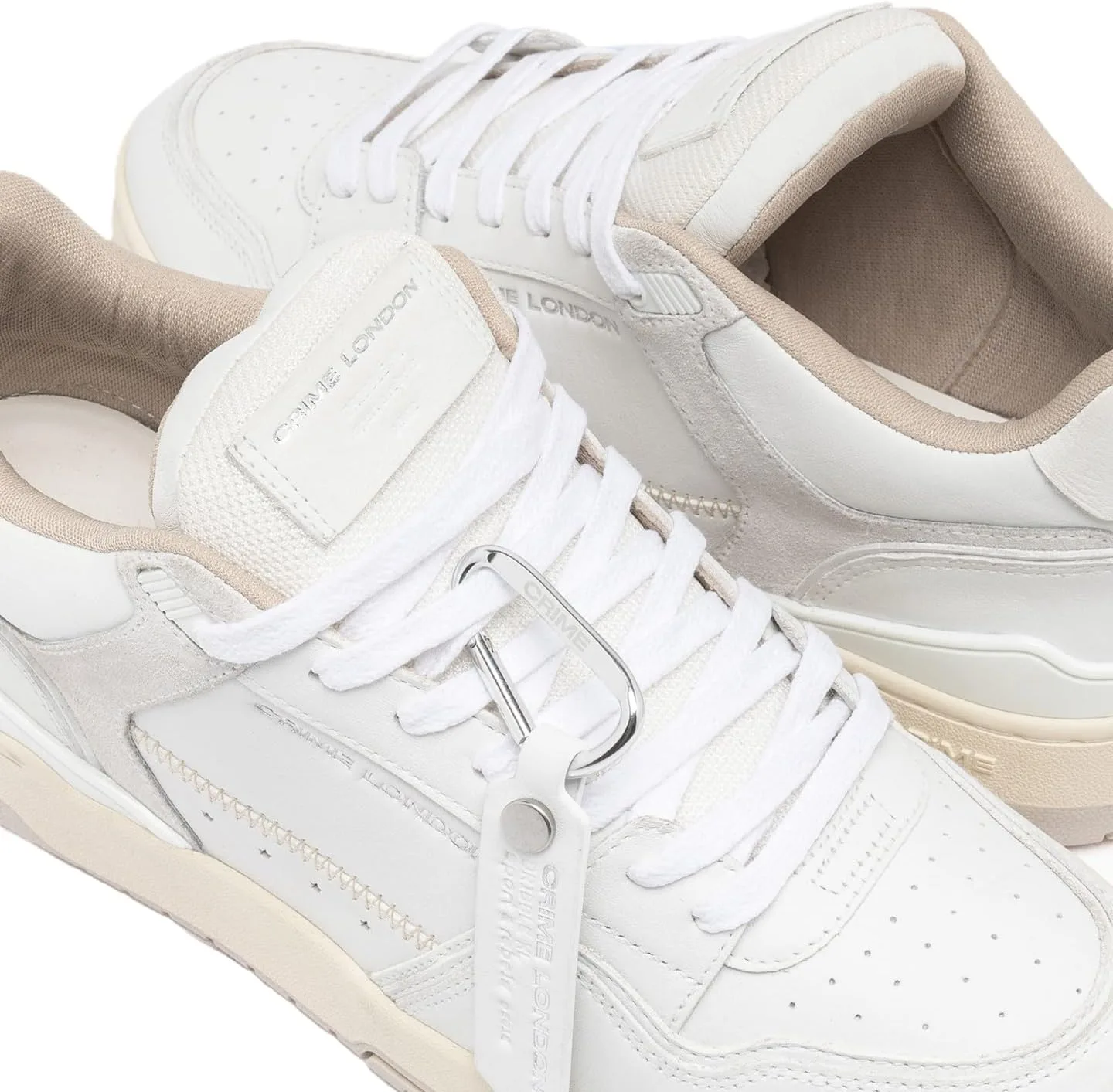 Кроссовки Crime London Dribble White Trainers, белый — фото 2