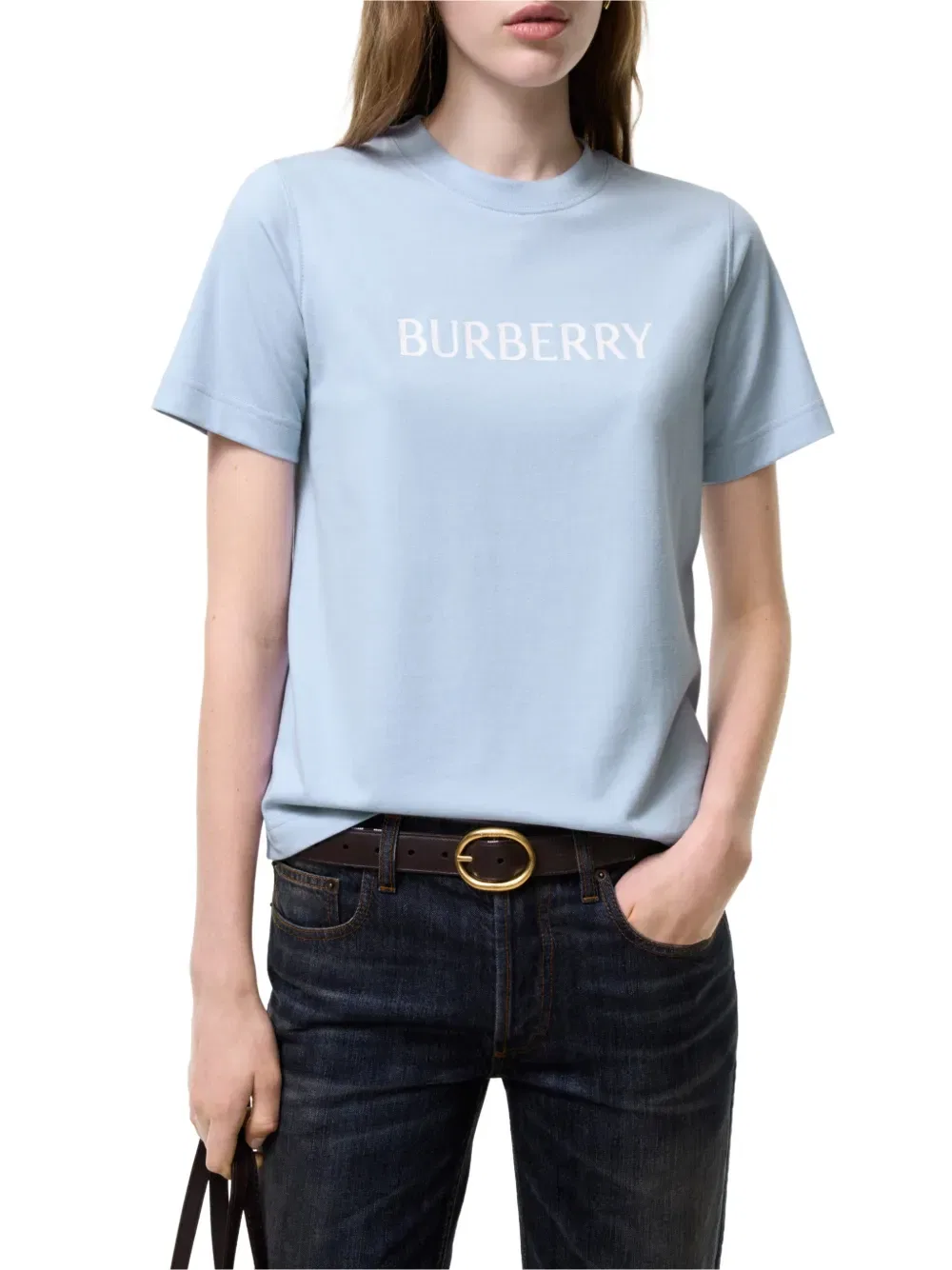 Футболка Хлопковая, Burberry, футболка с логотипом, синий — фото 2