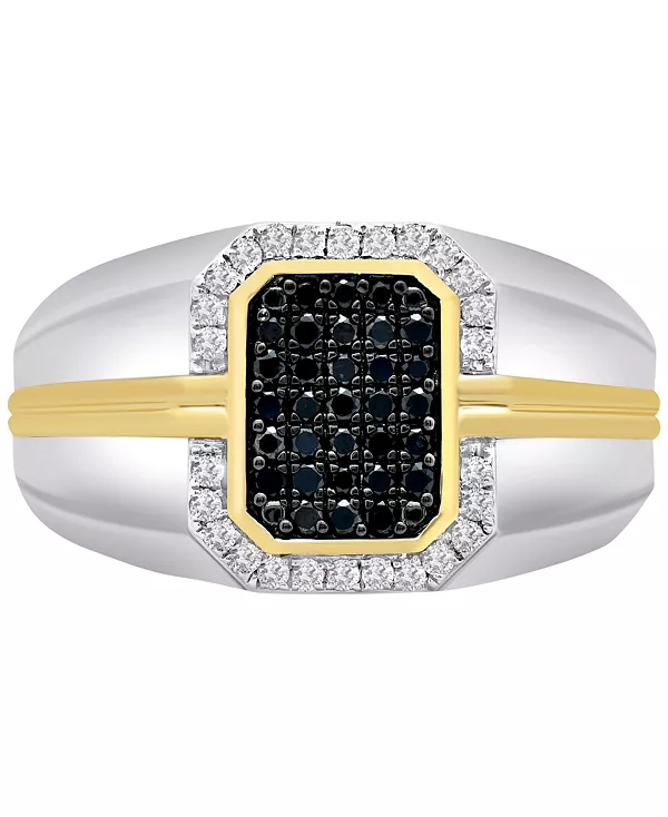 

Мужское кольцо с черными бриллиантами (1/3 карата) и белыми бриллиантами (1/5 карата) из стерлингового серебра с покрытием из 14-каратного золота Macy'S, silver