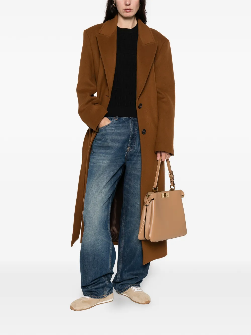 Укороченный топ с узором и короткими рукавами Fendi, черный — фото 2