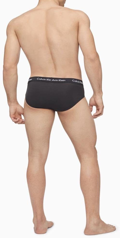 Комплект из 3 мужских трусов-брифов Calvin Klein из хлопка и эластичного материала, 1 Black/ 1 Blue Shadow/ 1 Cobalt Water — фото 3