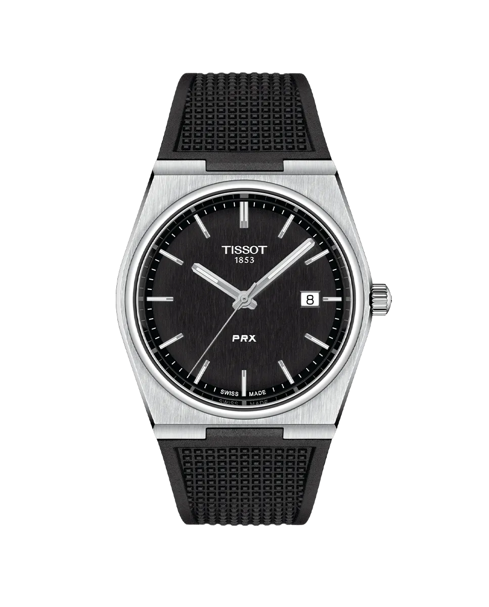 

Мужские часы коллекции PRX с черным силиконовым ремешком Tissot, черный