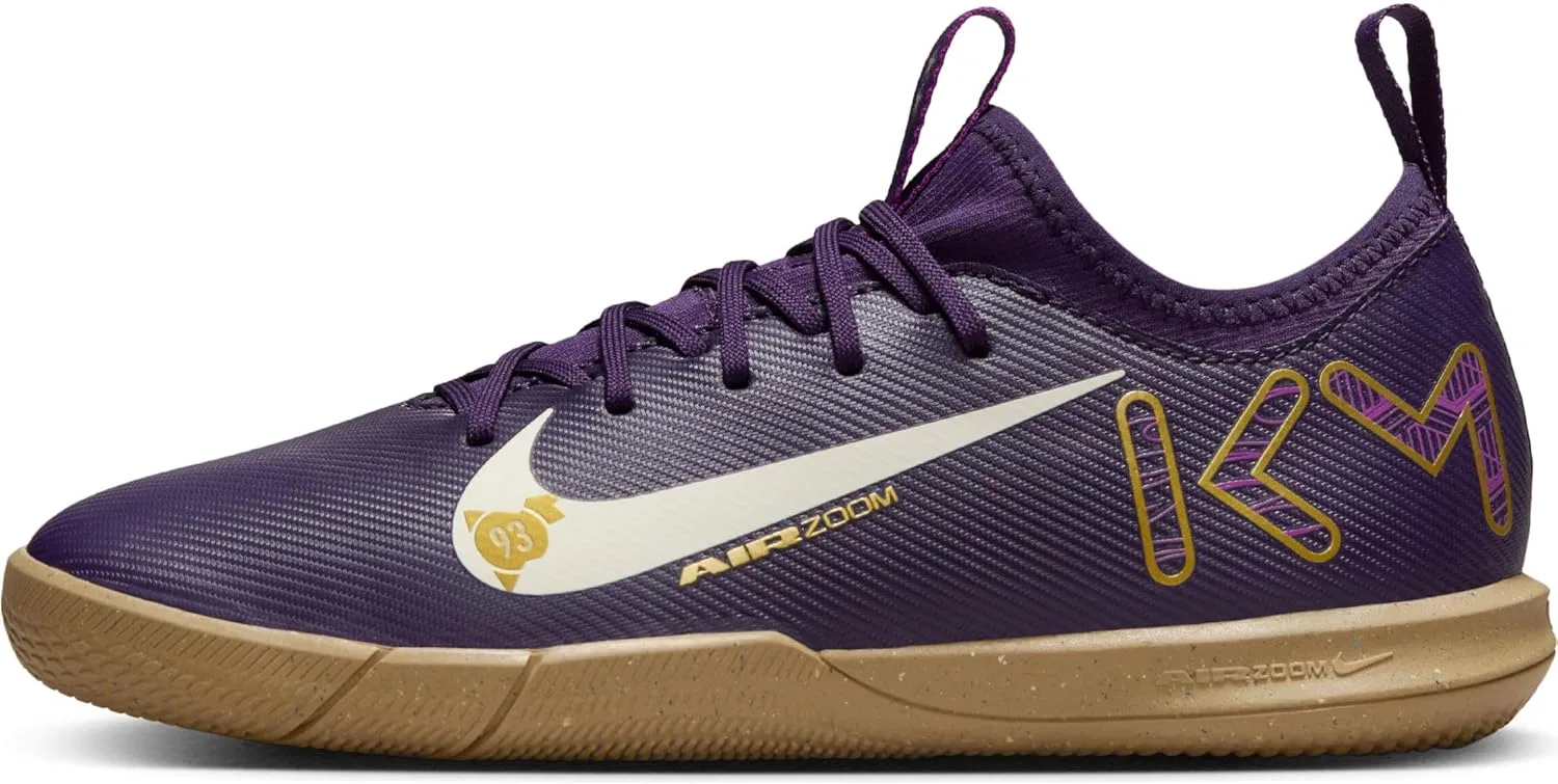 Детские футбольные бутсы Nike Jr. Mercurial Vapor 16 Academy Kylian Mbappé IC Low-Top для детей старшего возраста, Grand Purple Pale Ivory