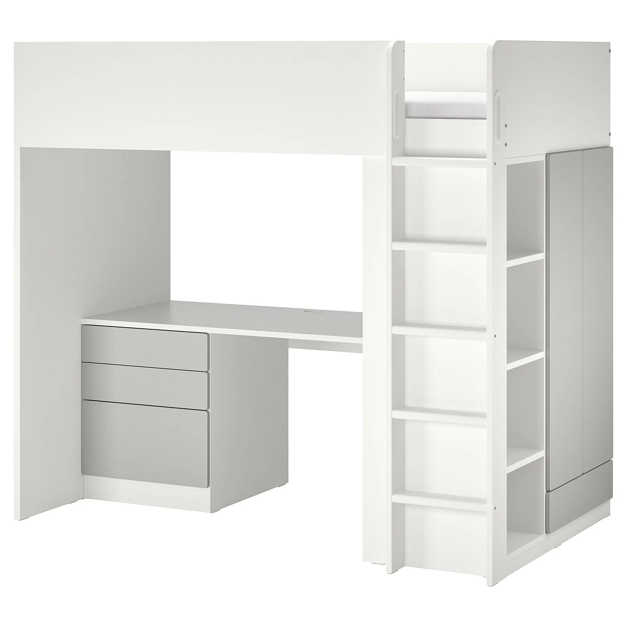

Двухъярусная кровать, белый/серый, 90x200 см, с 4 ящиками SMÅSTAD IKEA