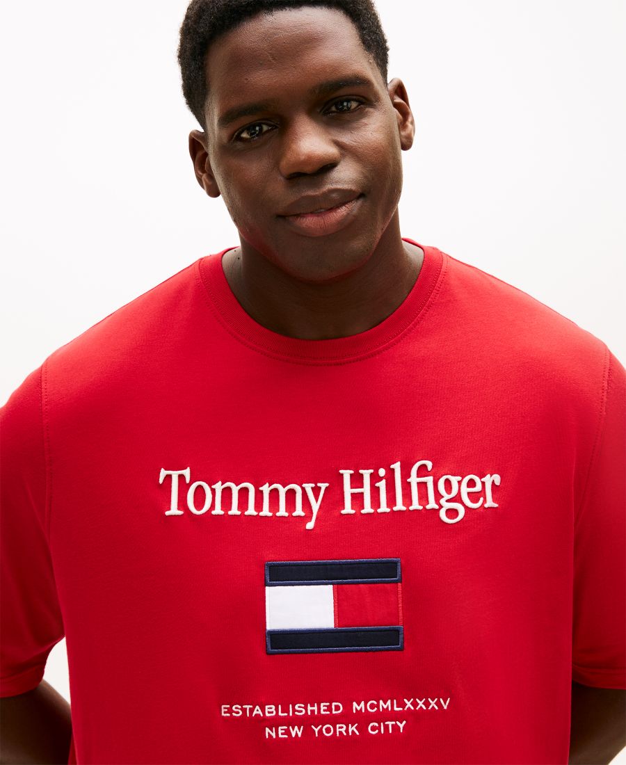 Мужская футболка больших размеров с вышитым флагом Tommy Hilfiger, Medium Red — фото 3
