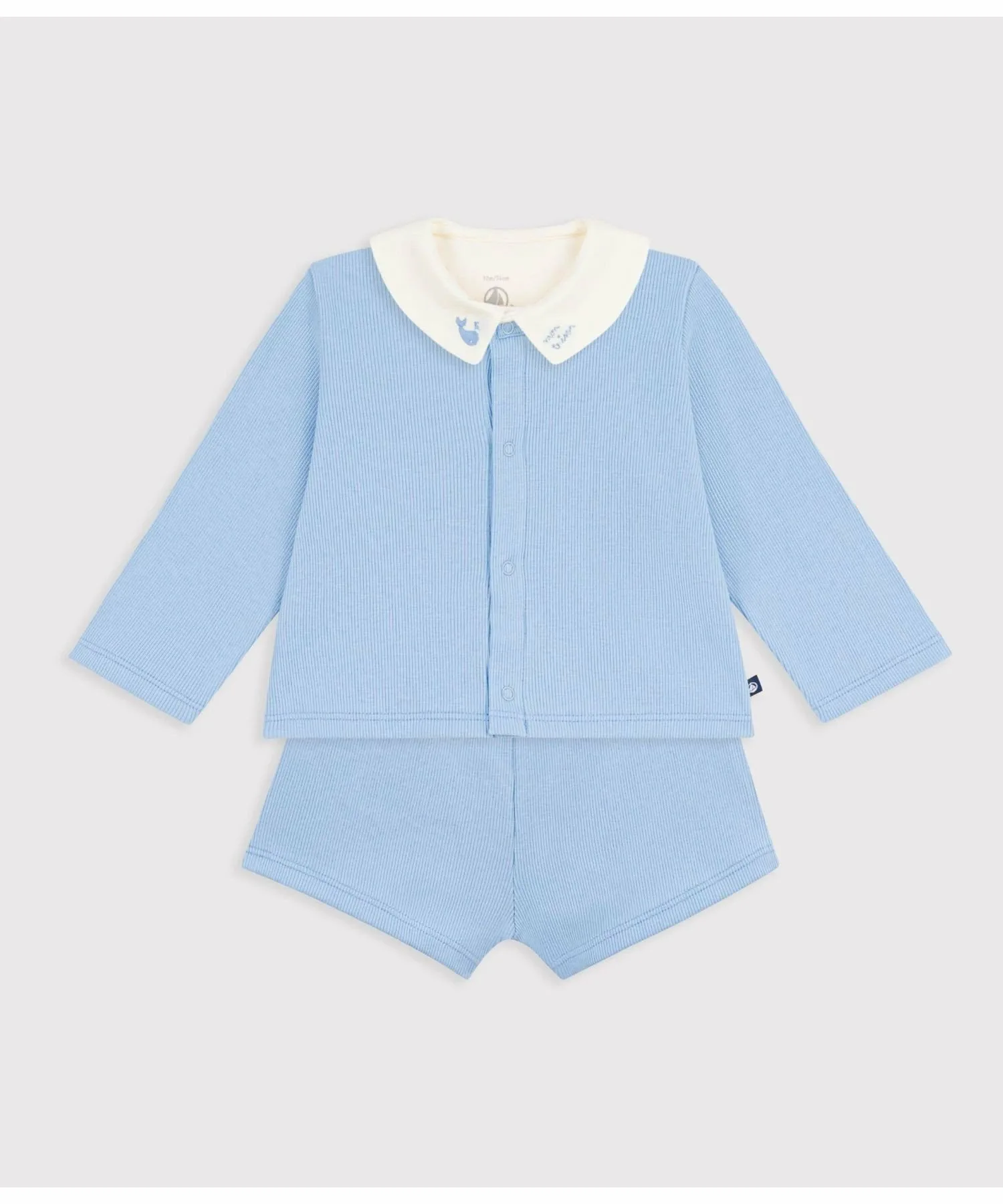 Детский хлопковый комплект из 3 предметов PETIT BATEAU, Light blue — фото 2