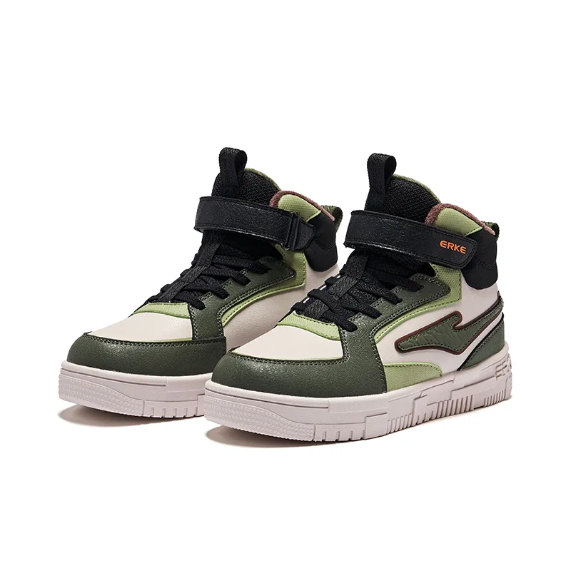 ERKE KIDS Кроссовки для скейтбординга high top детские серо-зеленые — фото 4