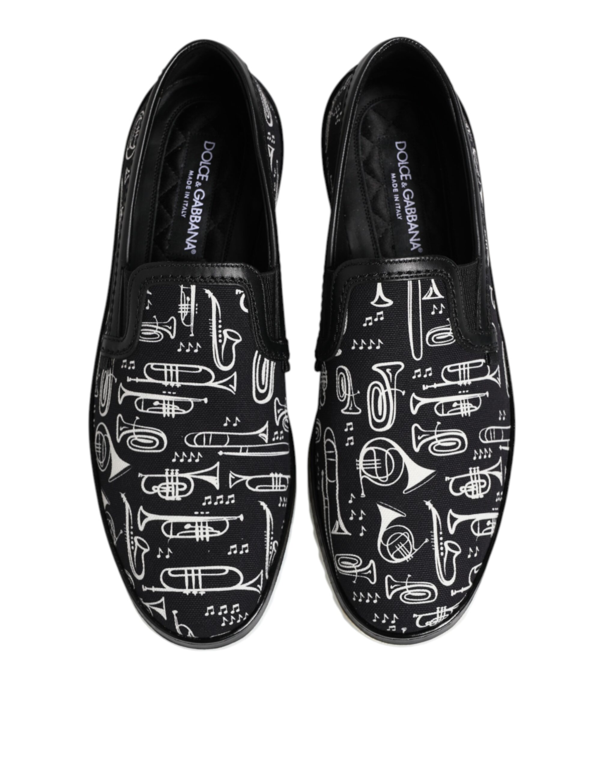 Черные мужские мокасины с принтом Slip On Dolce & Gabbana, черный — фото 3