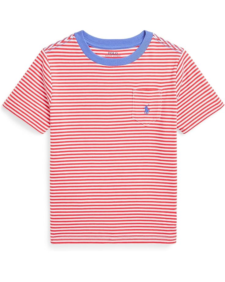 

Футболка Polo Ralph Lauren Kids Striped Cotton Jersey Pocket Tee, цвет Starboard Red/White
