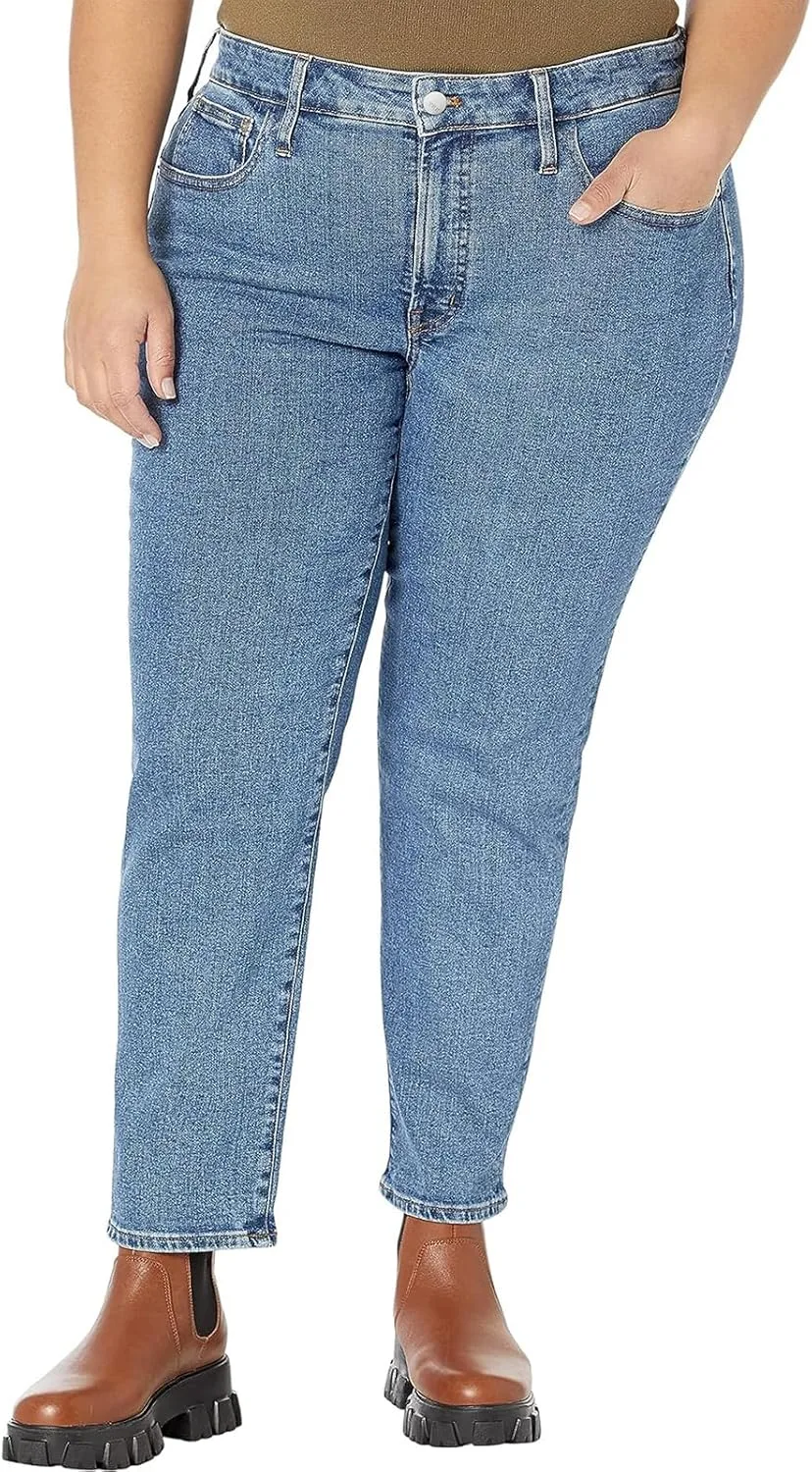 

LEIJIJEANS Прямые джинсы для женщин Plus Size, синие, облегающие, с высокой посадкой