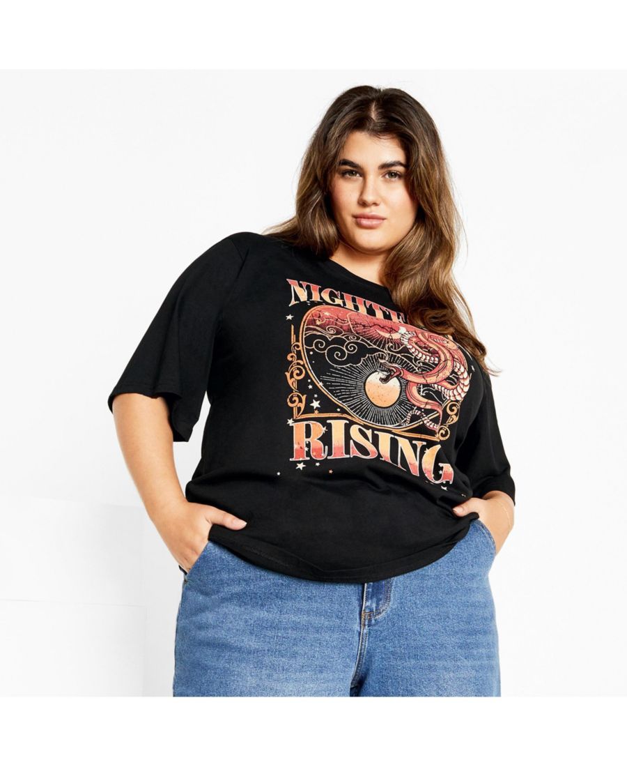 

Женская футболка с закругленным низом CITY CHIC, Black print