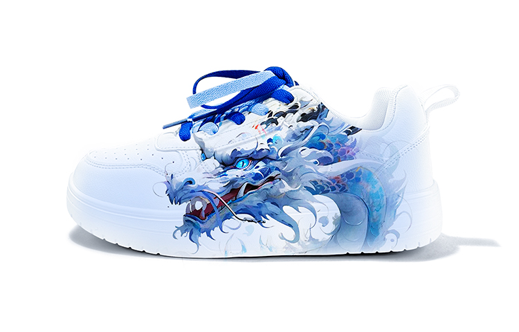 

Детские скейтерские кроссовки Unisex Cold cicadas yesterday, White-Azure Dragon Style-ZLA002D