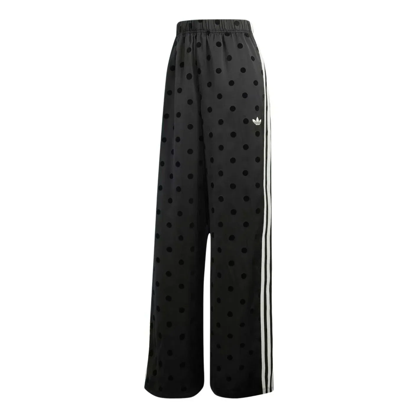 Брюки Adidas из атласа в горошек с широкими штанинами, цвет «черный»