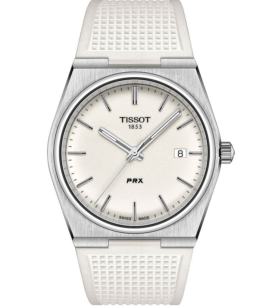 

Мужские аналоговые кварцевые часы Tissot Prx с белым ремешком, белый