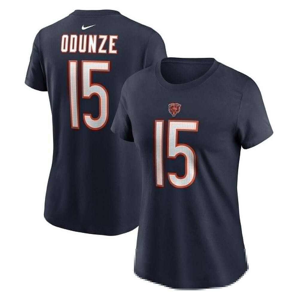Женская футболка Nike Rome Odunze Navy Chicago Bears с именем и номером проекта НФЛ 2024, цвет Brs Navy — фото 2