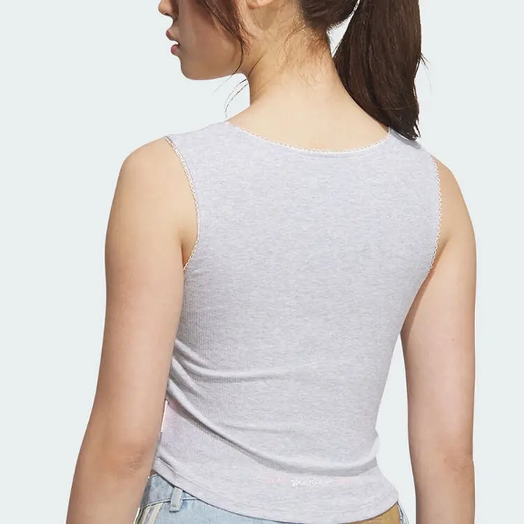 Топ майка Clover Series Outfit Women's Light Heather Gray Adidas Originals, серый — фото 4