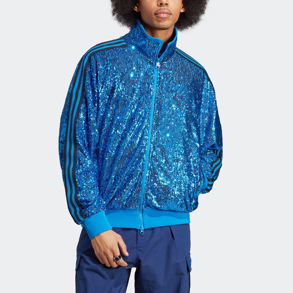 Куртка оригинальные блестки спортивная куртка Adidas, синий — фото 2