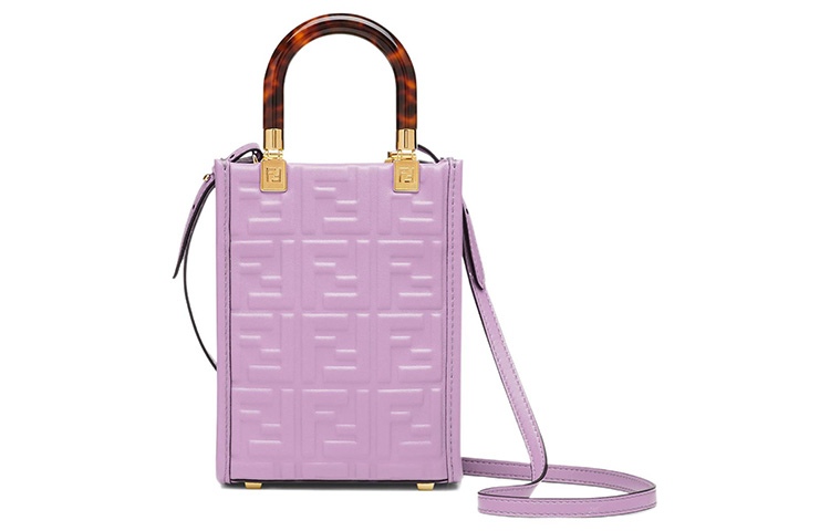 FENDI Солнечная кожаная сумка через плечо мини женская фиолетовая — фото 3