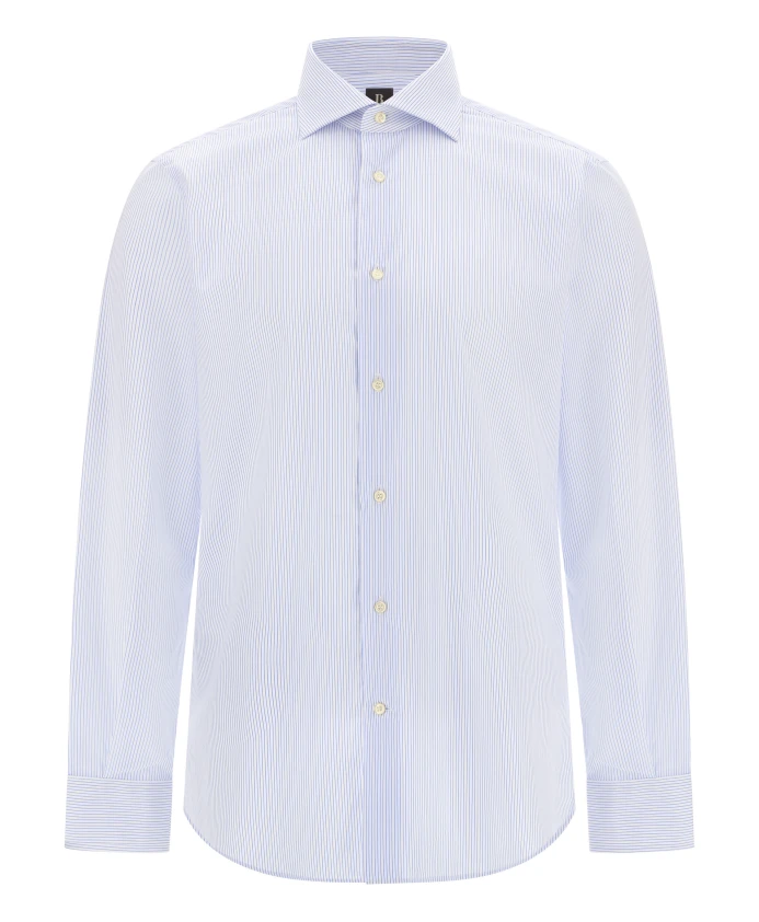 

Хлопковая рубашка в полоску стандартного кроя Boggi Milano, синий