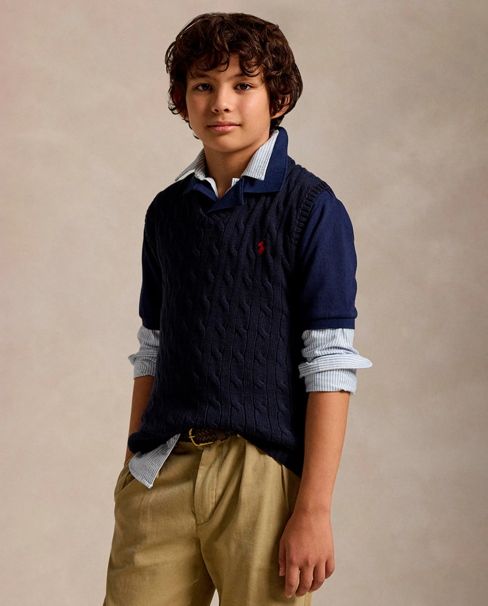 

Универсальный хлопковый джемпер с узором "восьмерки" Polo Ralph Lauren, темно-синий