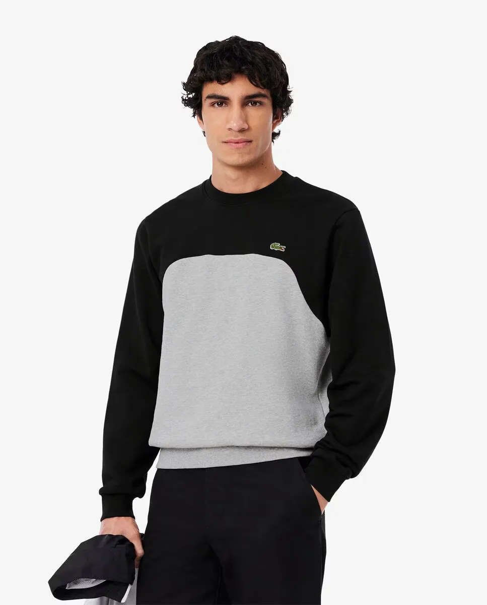 

Мужская толстовка из хлопкового флиса с цветными блоками Lacoste, светло-серый