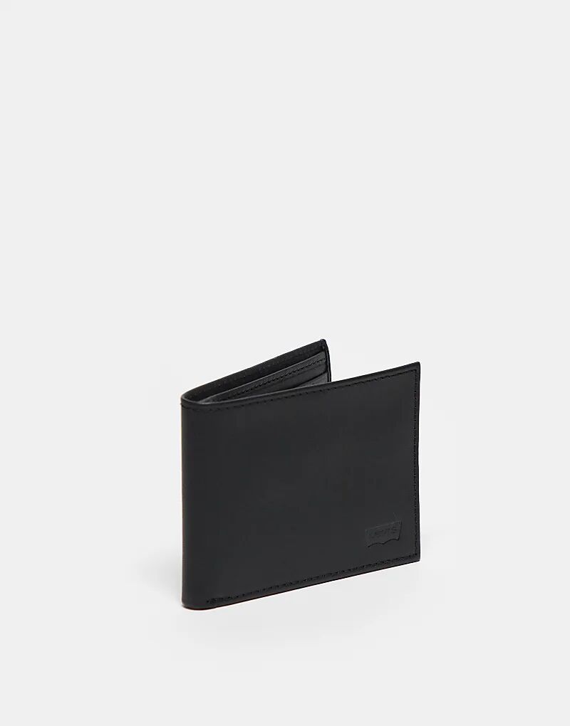 

Кожаный складной кошелек Levi's с логотипом «летучая мышь» черного цвета